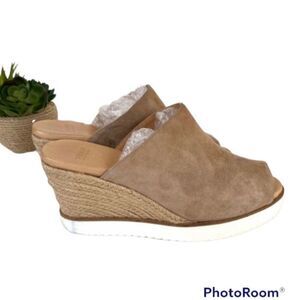 Frau Italian Made Tan Suede Espadrille Wedge Slide Sandals Women’s 10.5/11